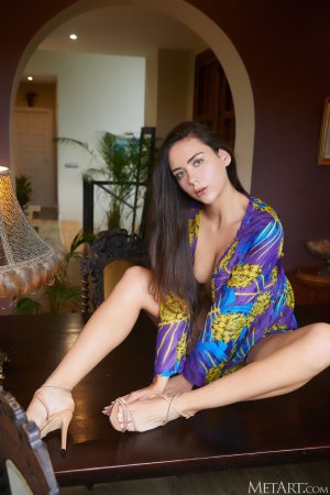 Брюнетка с маленькими сиськами раздвигает ноги